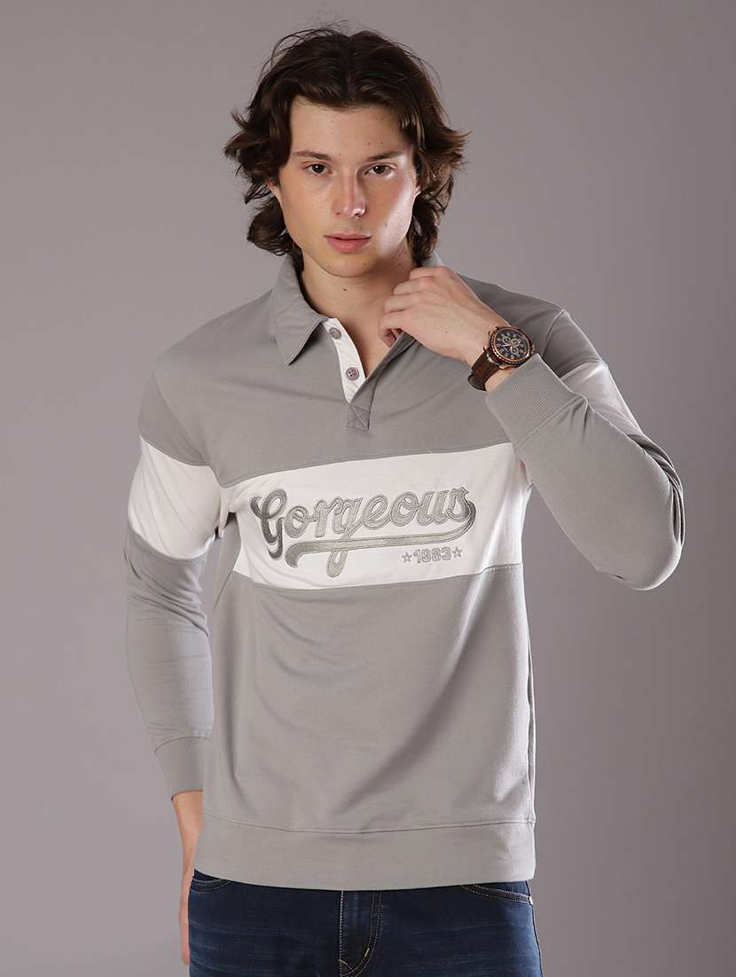 men chest print long sleeve slim fit t-shirt  - 21997680 -  Standard Image - 1