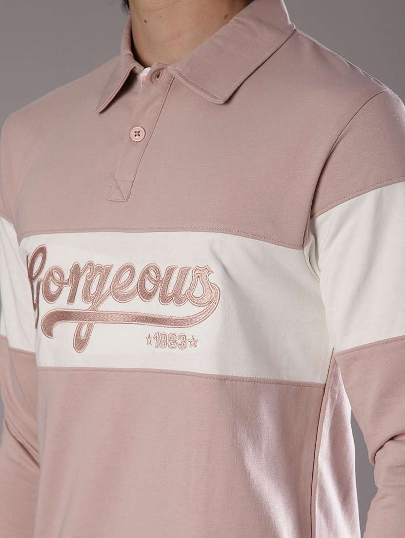 men chest print long sleeve slim fit polo t-shirt  - 21997681 -  Standard Image - 4