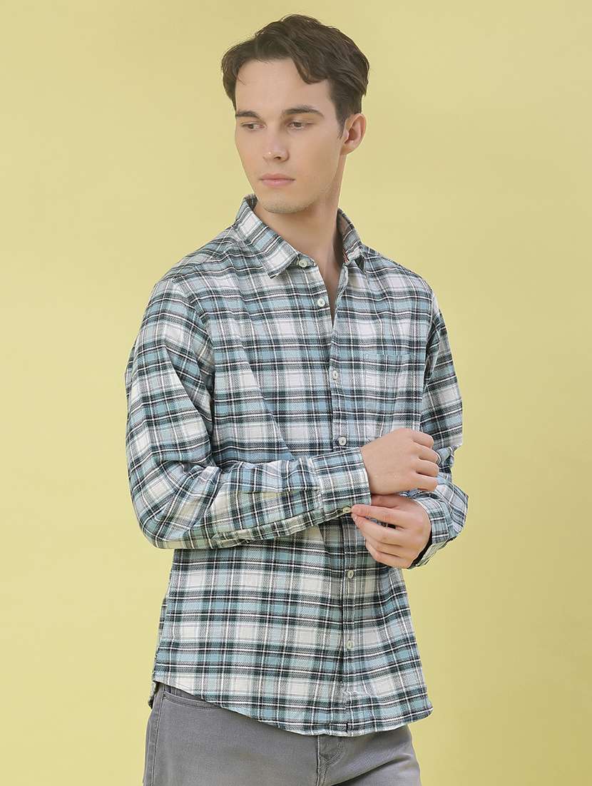 men checkered long sleeve regular fit casual shirt - 21997742 -  Standard Image - 1