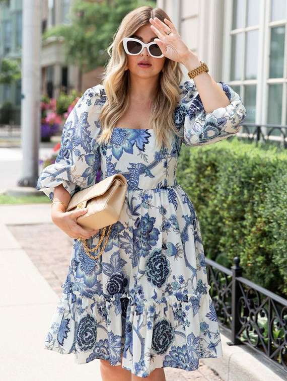 women  floral print puff sleeve tiered dress - 21997790 -  Standard Image - 4