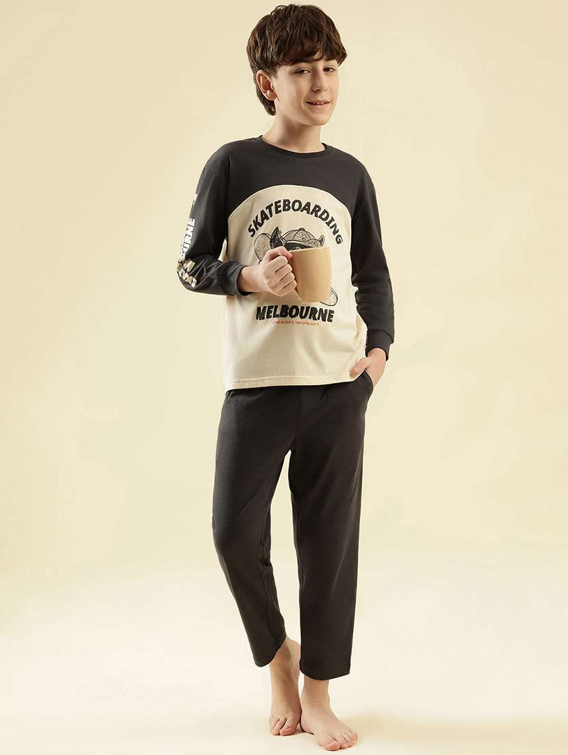 boys typographic print long sleeve nightwear pyjama set - 21997791 -  Standard Image - 4