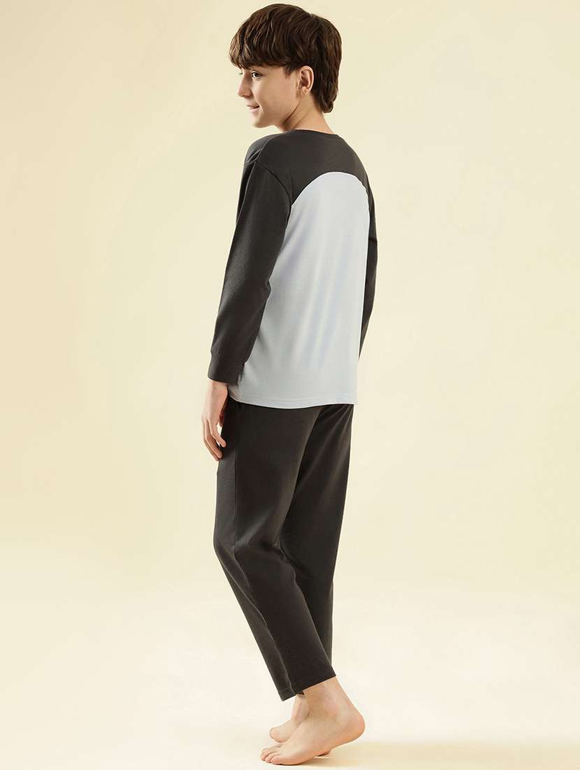 boys typographic print long sleeve nightwear pyjama set - 21997792 -  Standard Image - 4