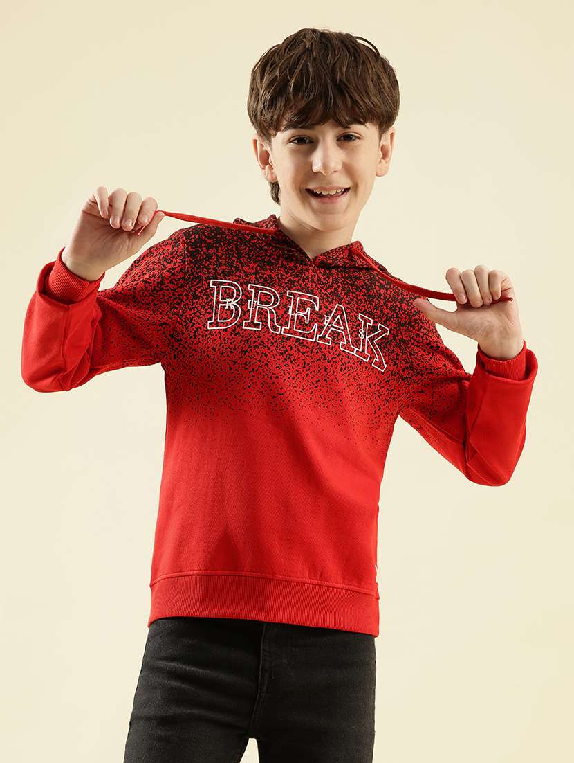 boys printed long sleeve hooded sweatshirt