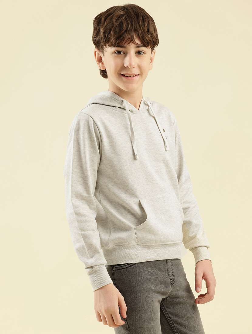 boys solid long sleeve hooded sweatshirt - 21997803 -  Standard Image - 1
