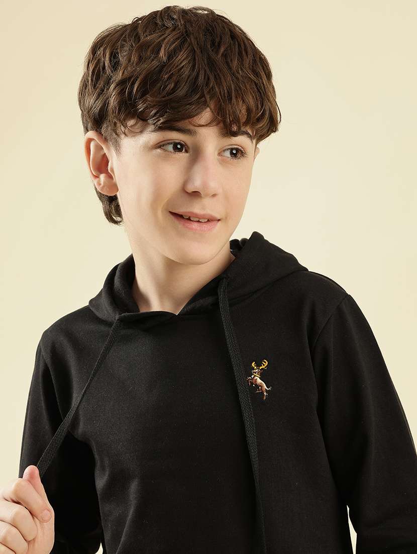 boys solid long sleeve hooded sweatshirt - 21997804 -  Standard Image - 1