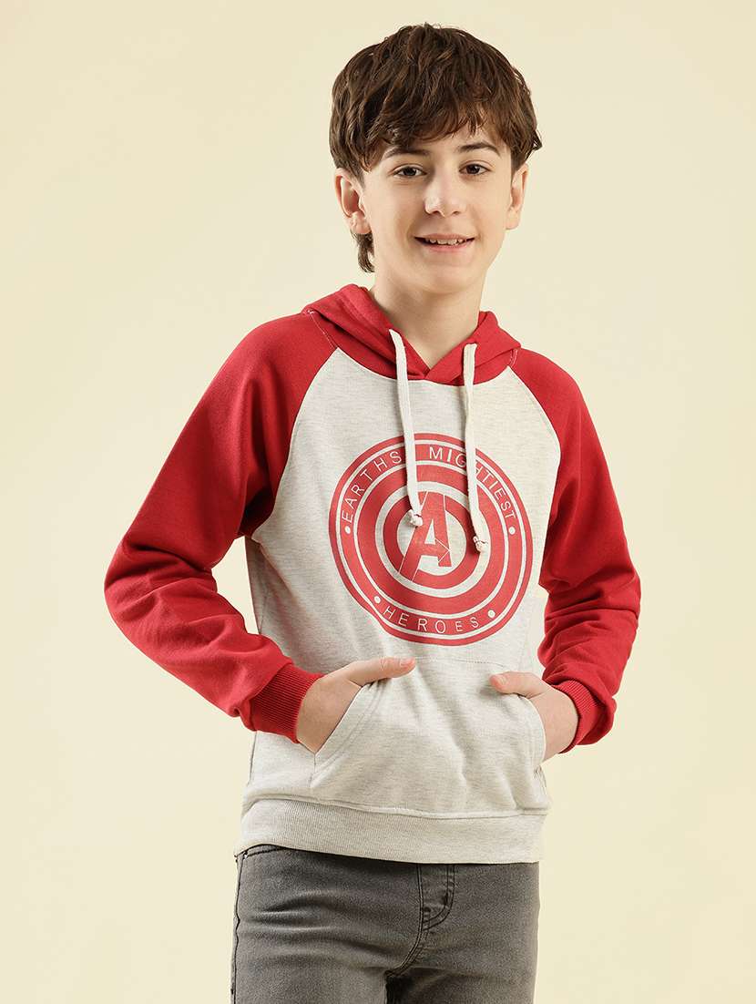 boys color blocked long sleeve hooded sweatshirt