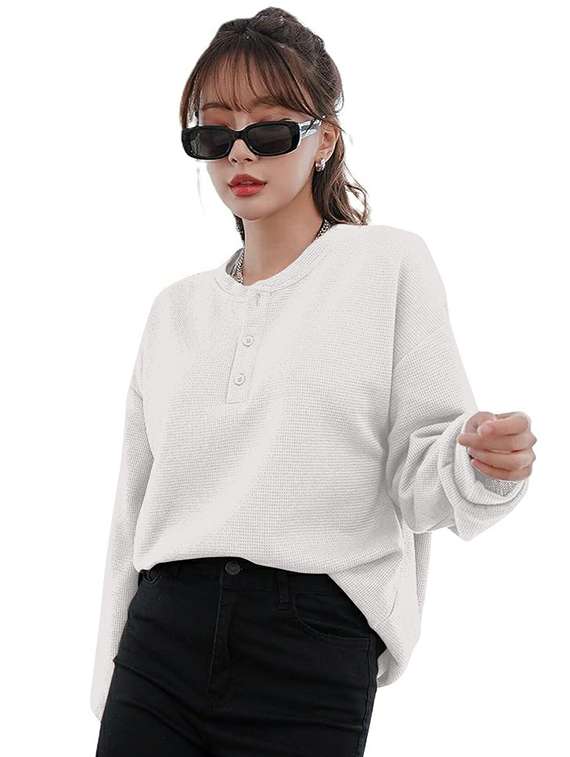 women solid long sleeve relaxed fit knitted top - 21997862 -  Standard Image - 1