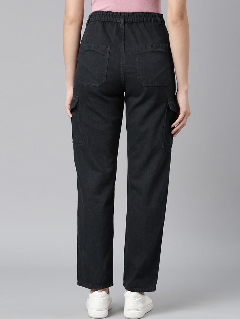 women solid high rise denim cargo - 21997885 - Standard Image - 4
