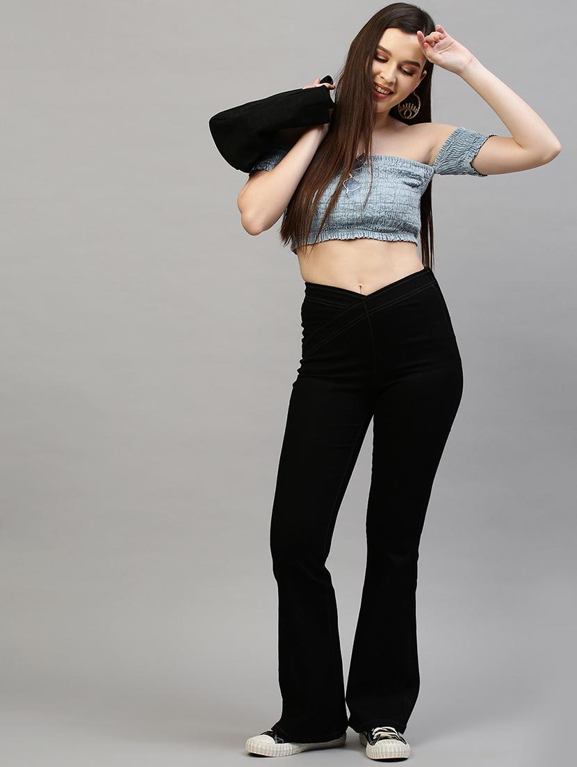 women solid high rise bootcut jean - 21997890 - Standard Image - 4