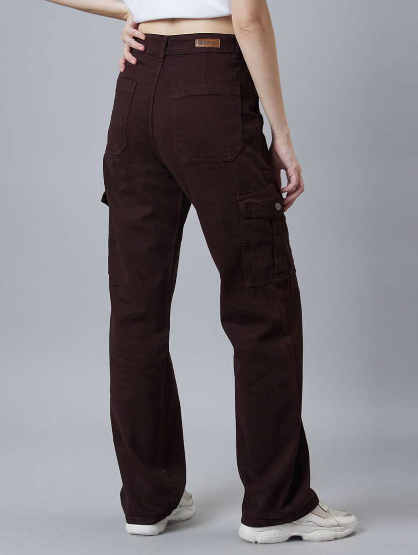 women solid high rise relaxed fit cargo - 21997896 -  Standard Image - 4