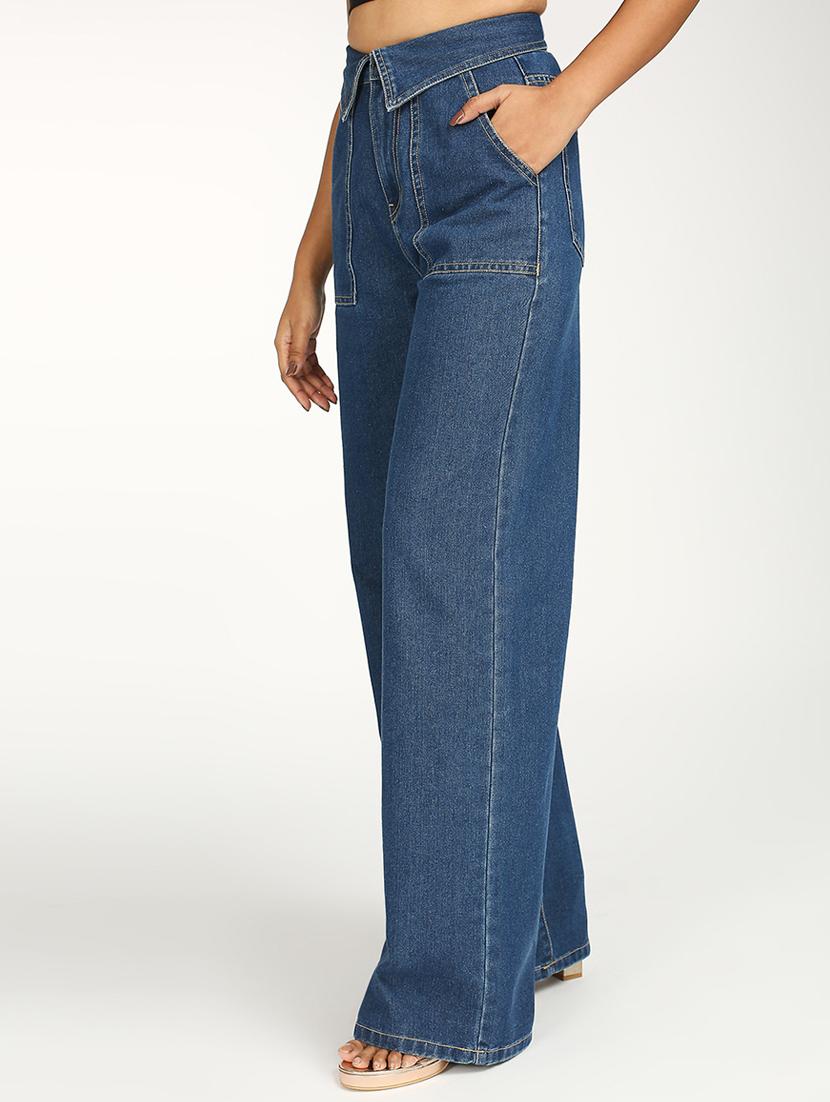 women solid high rise wide leg jean - 21997899 -  Standard Image - 1