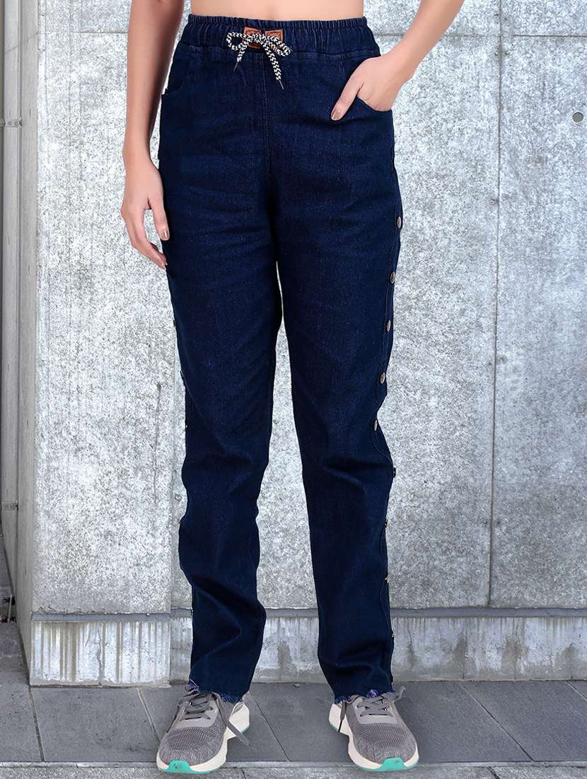 women solid mid rise relaxed fit jean