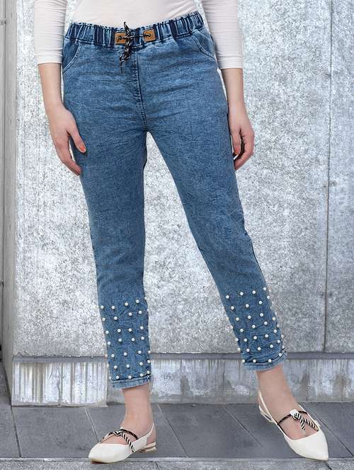 women embellished mid rise slim fit jean - 21997911 - Standard Image - 0