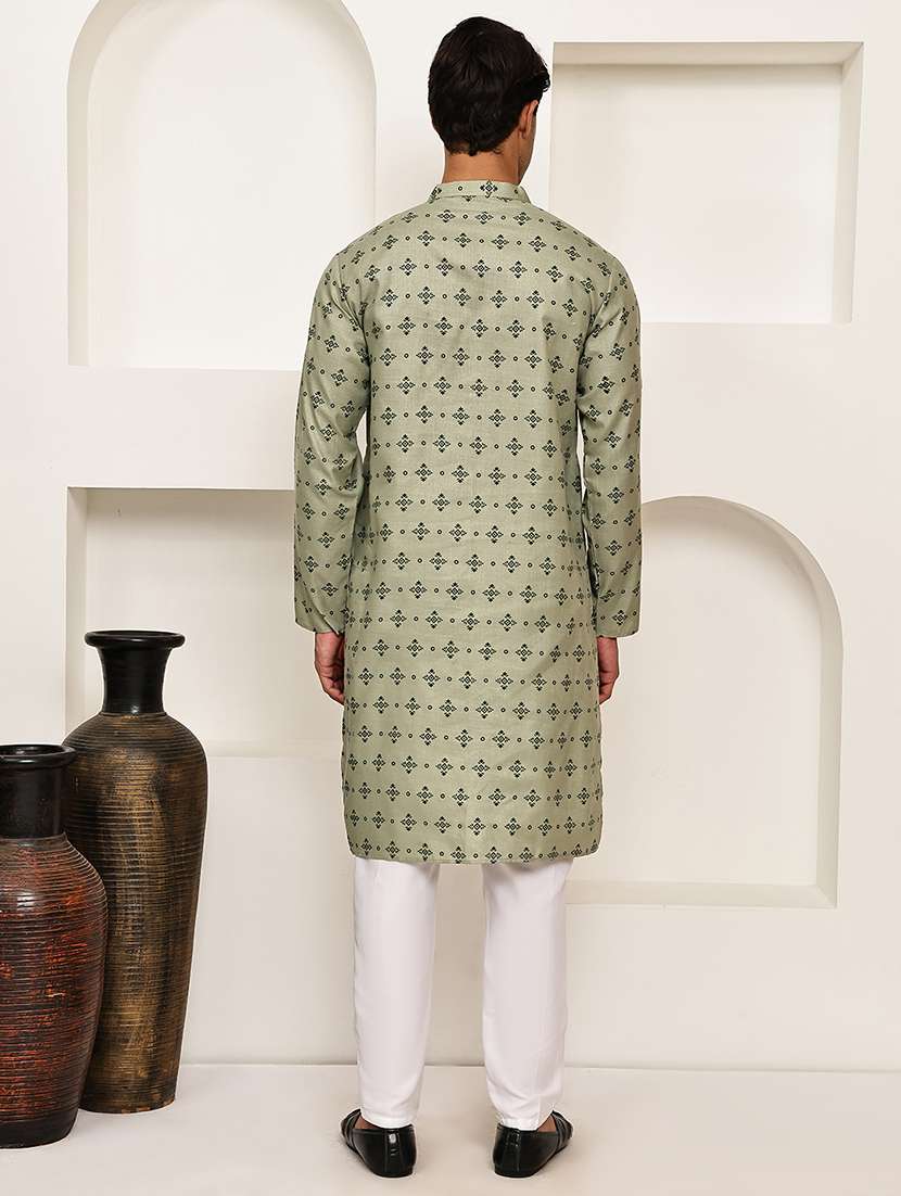 men printed mandarin neck long kurta - 21997925 -  Standard Image - 4