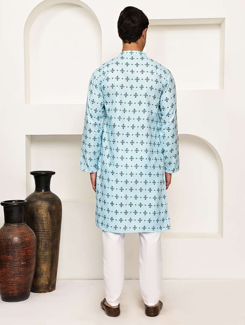 men printed mandarin neck long kurta - 21997926 -  Standard Image - 4