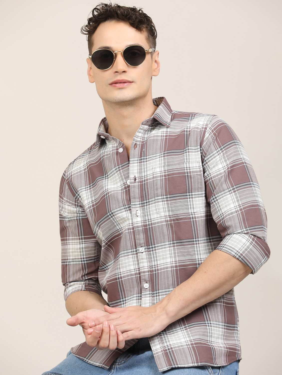 men checkered long sleeve regular fit casual shirt - 21997929 -  Standard Image - 4