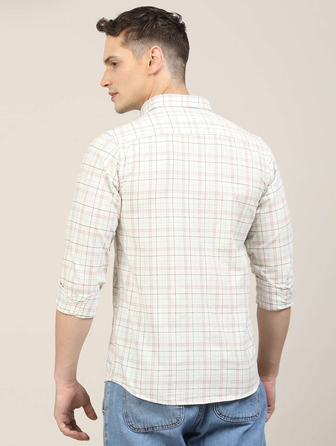 men checkered long sleeve regular fit casual shirt - 21997930 -  Standard Image - 4