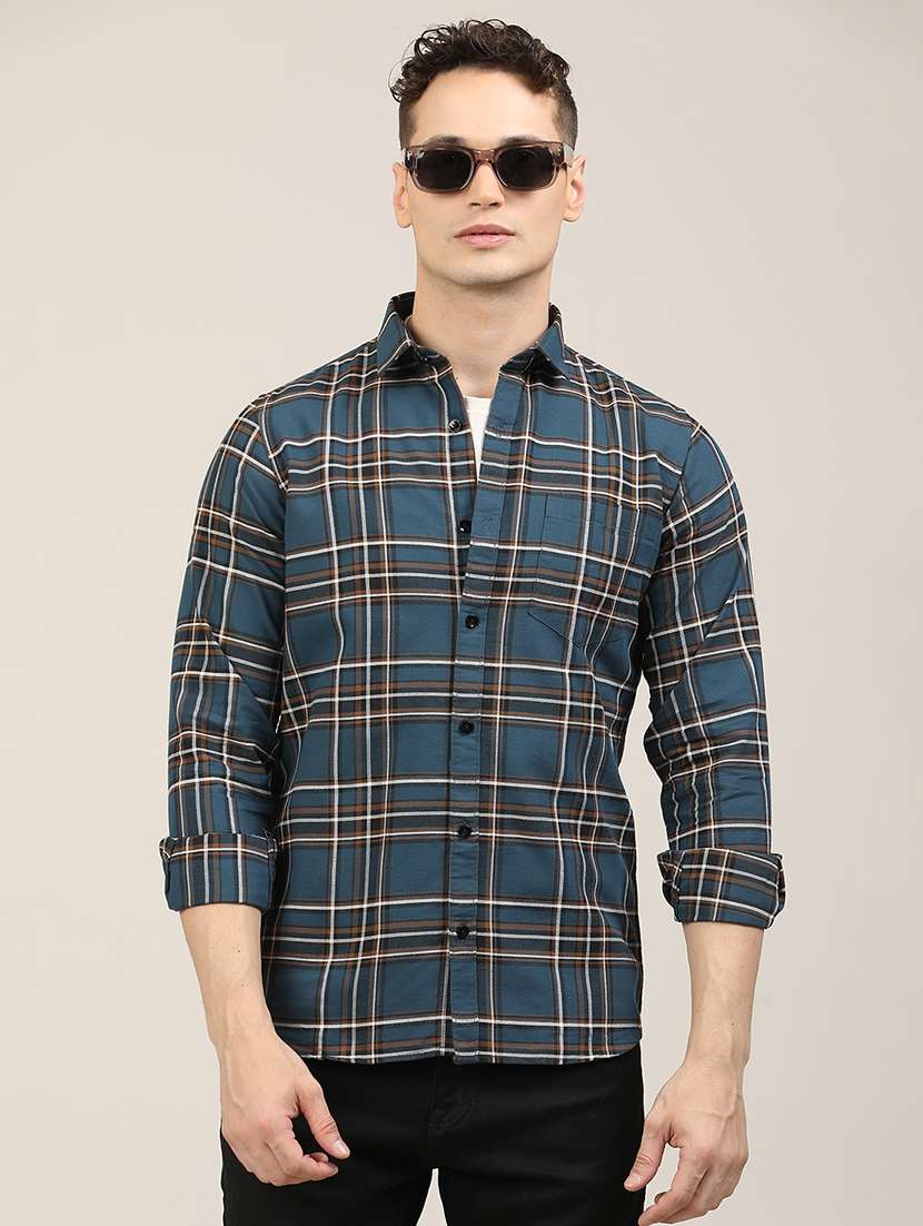 men checkered long sleeve regular fit casual shirt - 21997932 -  Standard Image - 1