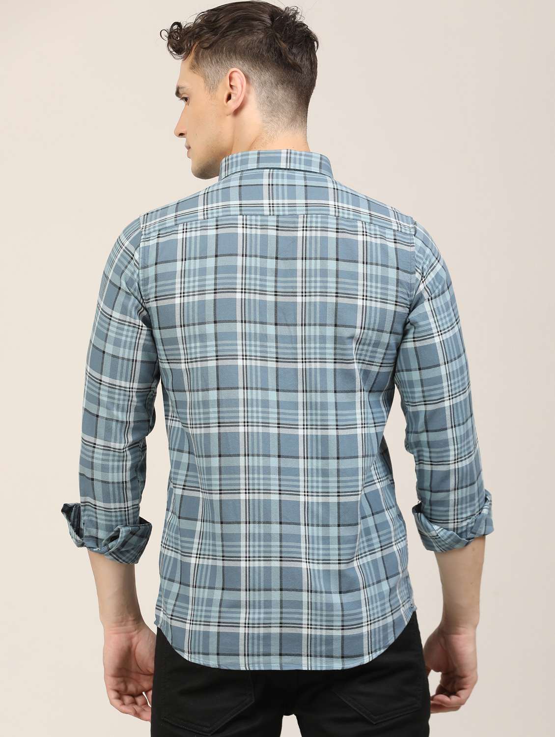 men checkered long sleeve regular fit casual shirt - 21997937 -  Standard Image - 4
