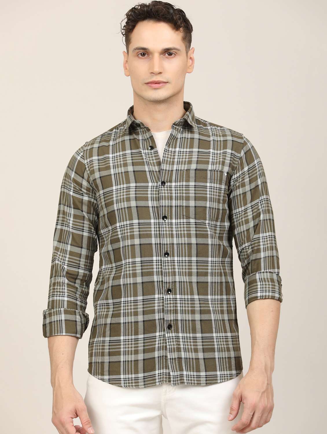men checkered long sleeve regular fit casual shirt - 21997941 -  Standard Image - 1