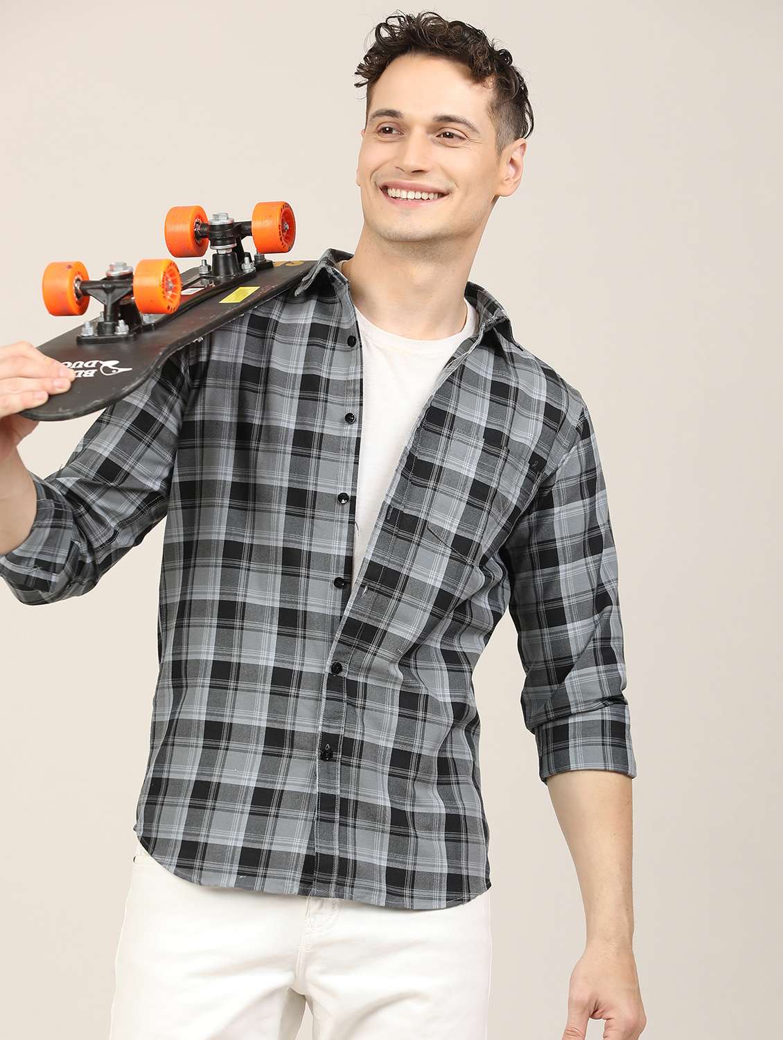 men checkered long sleeve regular fit casual shirt - 21997942 -  Standard Image - 1