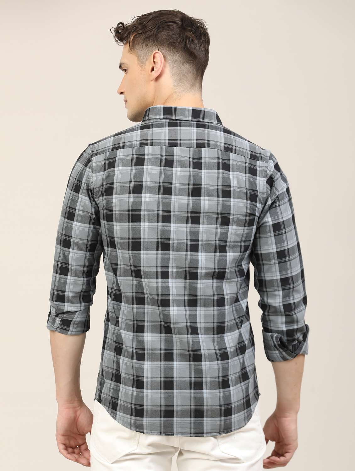men checkered long sleeve regular fit casual shirt - 21997942 -  Standard Image - 4