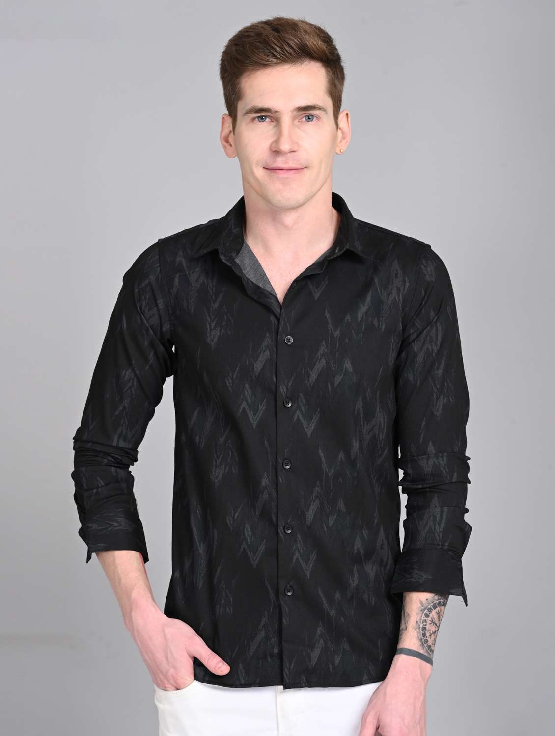 men printed long sleeve regular fit casual shirt - 21997957 -  Standard Image - 1
