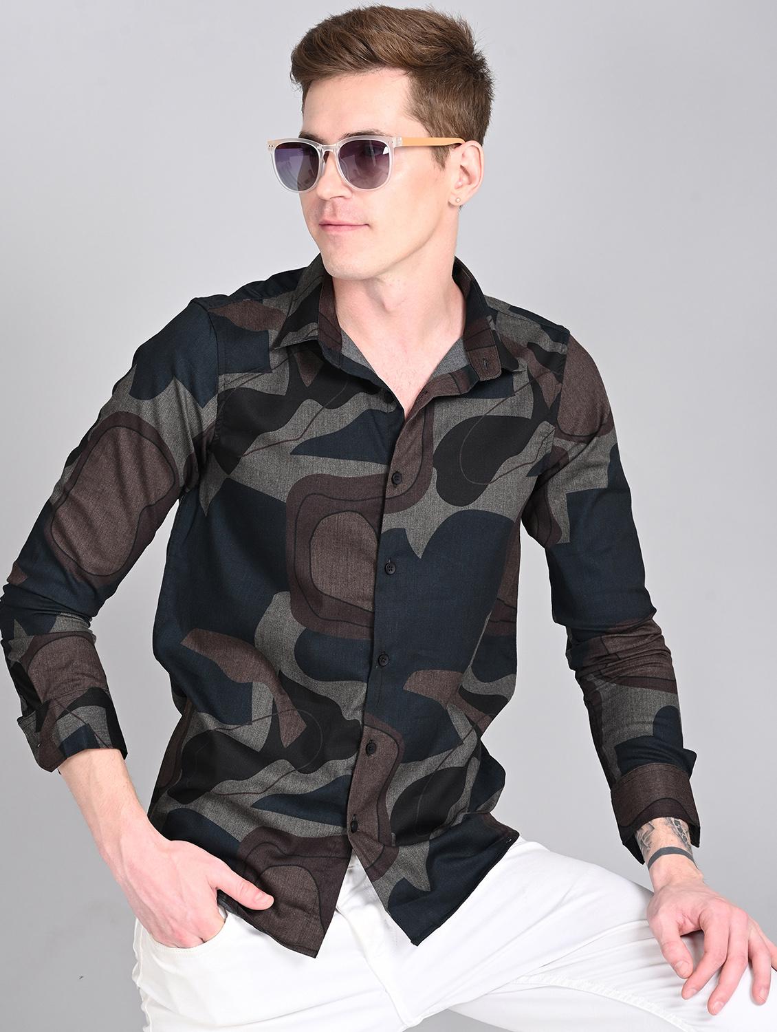 men printed long sleeve regular fit casual shirt - 21997958 - Standard Image - 1