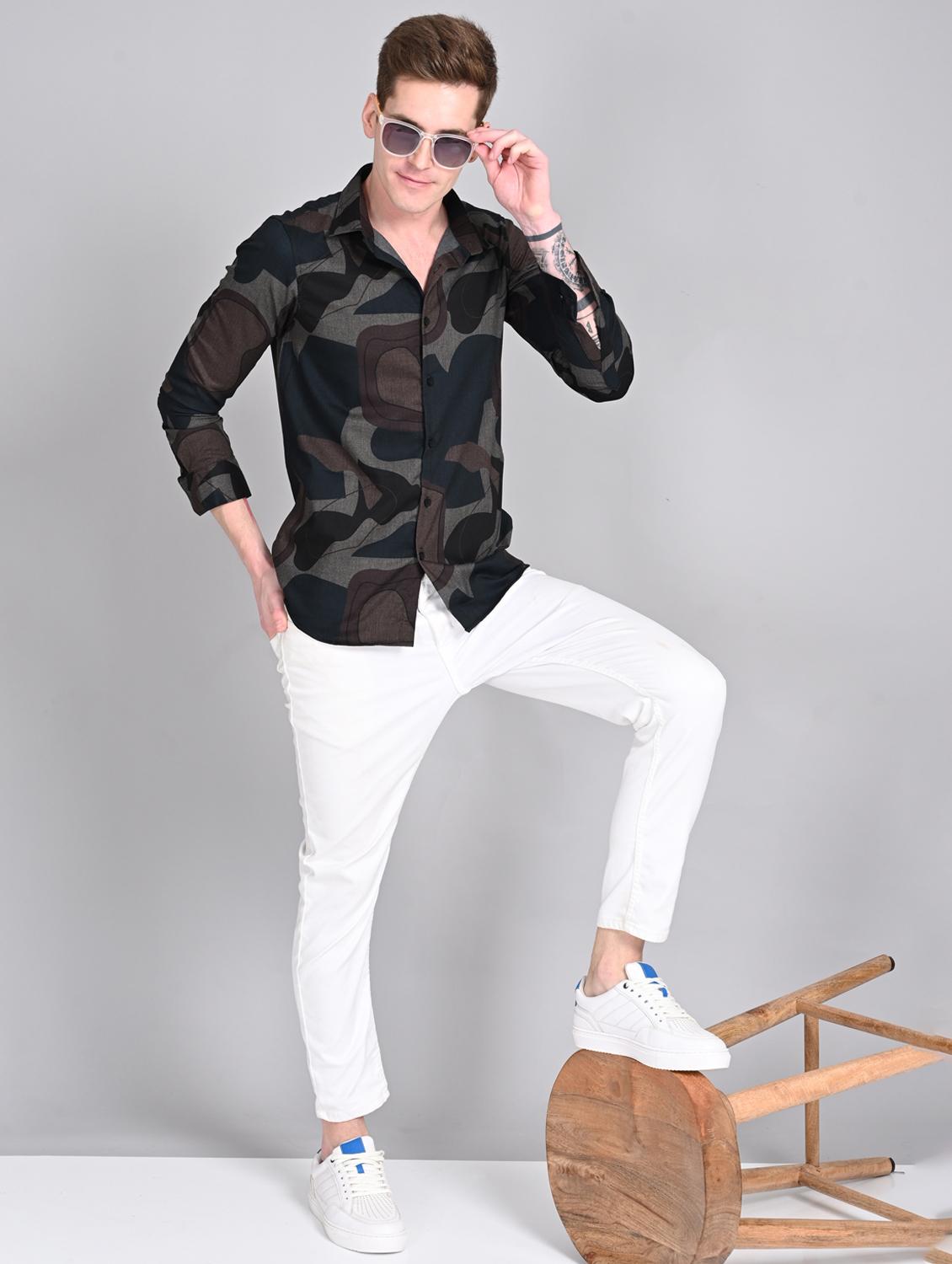 men printed long sleeve regular fit casual shirt - 21997958 - Standard Image - 4