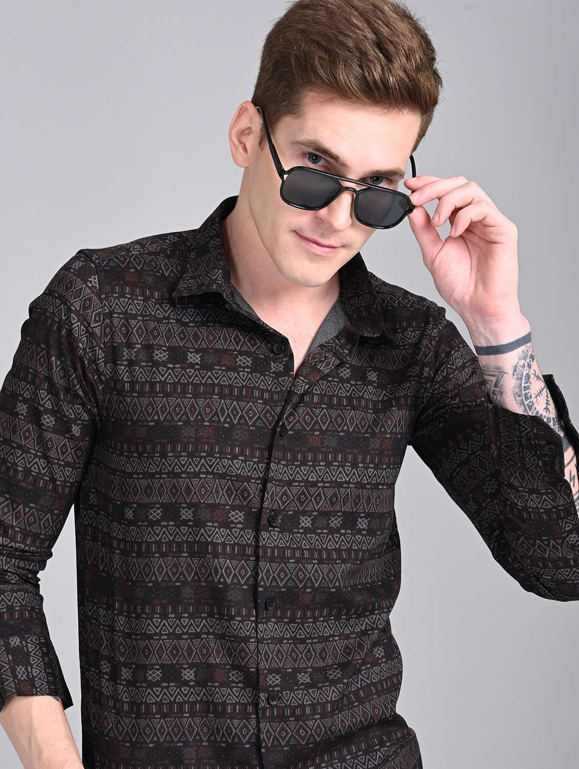 men printed long sleeve regular fit casual shirt - 21997959 -  Standard Image - 1