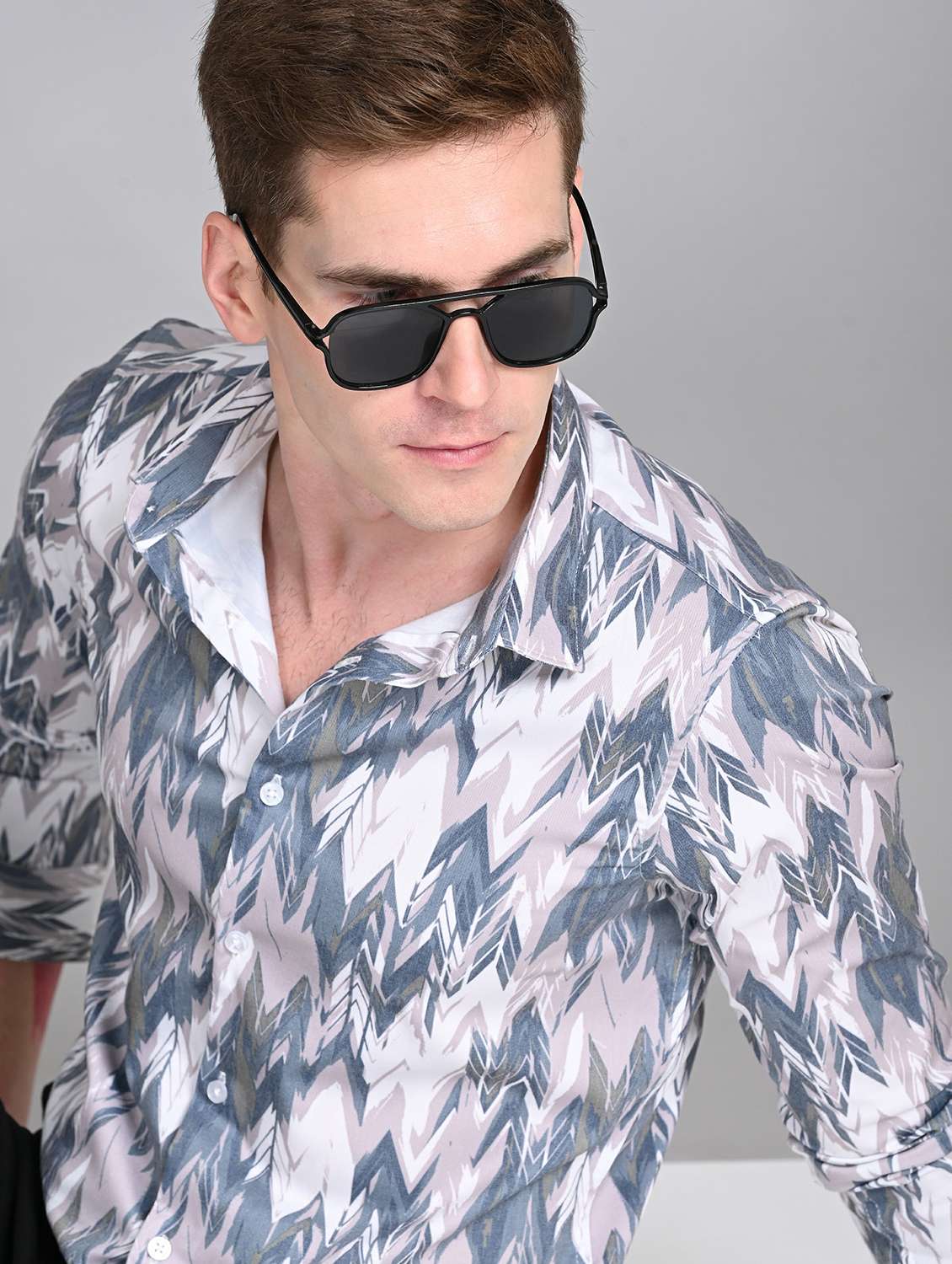 men printed long sleeve regular fit casual shirt - 21997960 -  Standard Image - 1