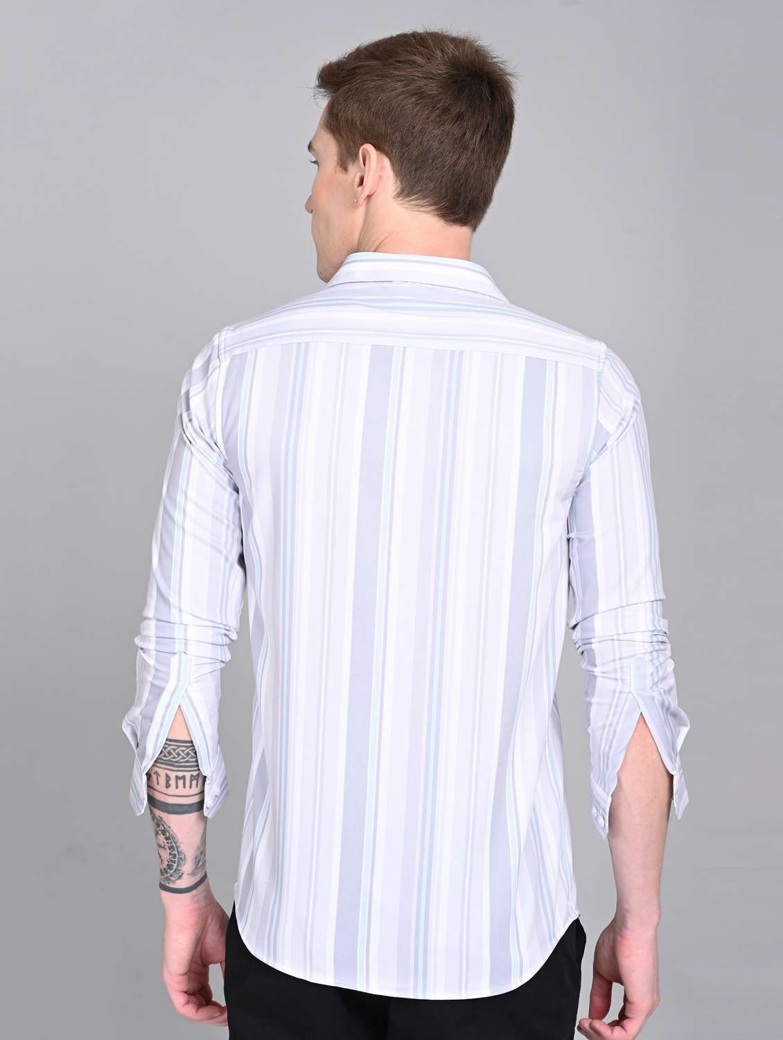 men striped long sleeve regular fit casual shirt - 21997962 -  Standard Image - 4