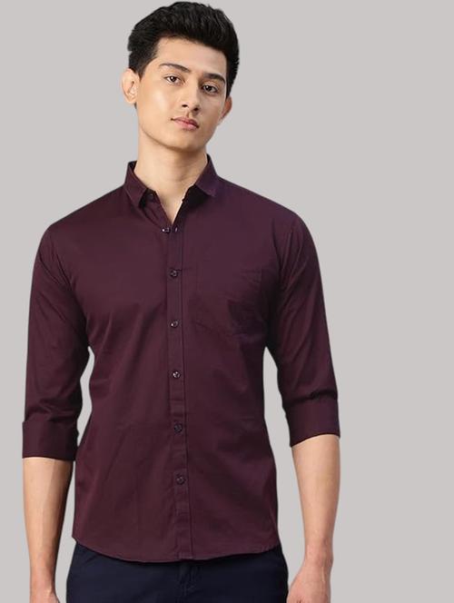 men solid long sleeve slim fit casual shirt - 21997969 - Standard Image - 0