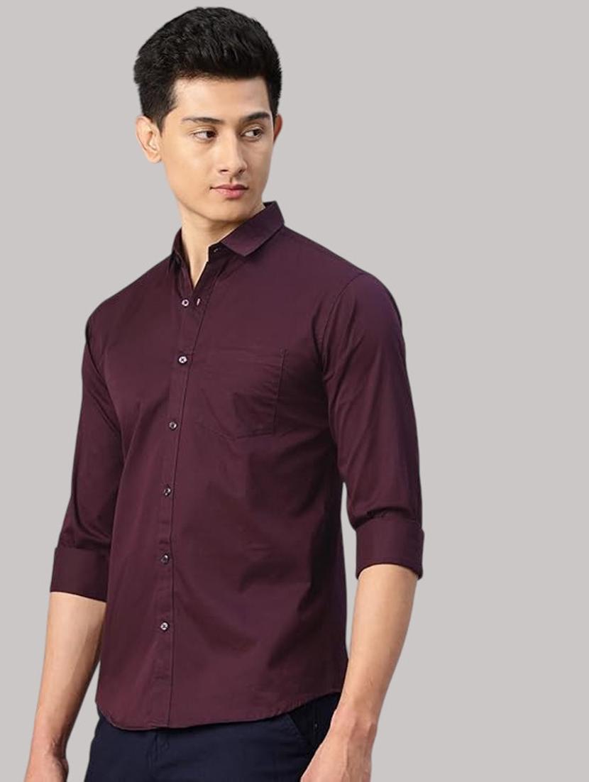 men solid long sleeve slim fit casual shirt - 21997969 - Standard Image - 1