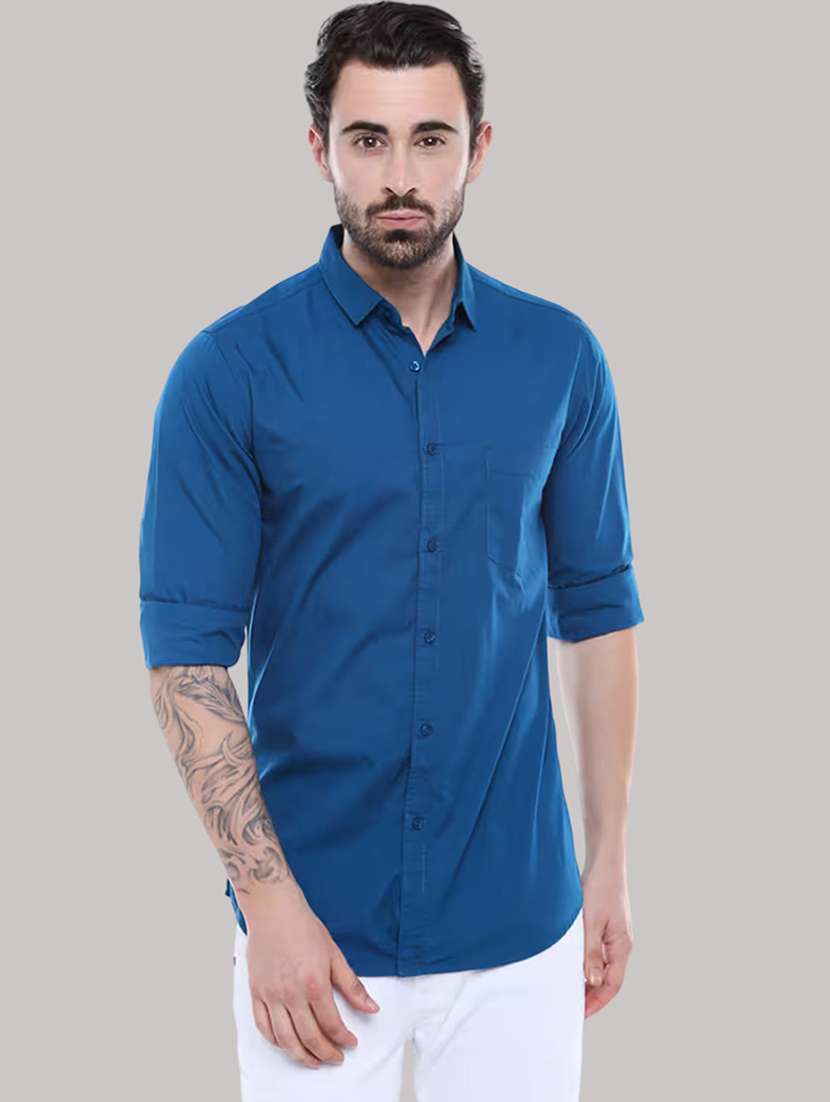 men solid long sleeve slim fit casual shirt - 21997970 - Zoom Image - 0