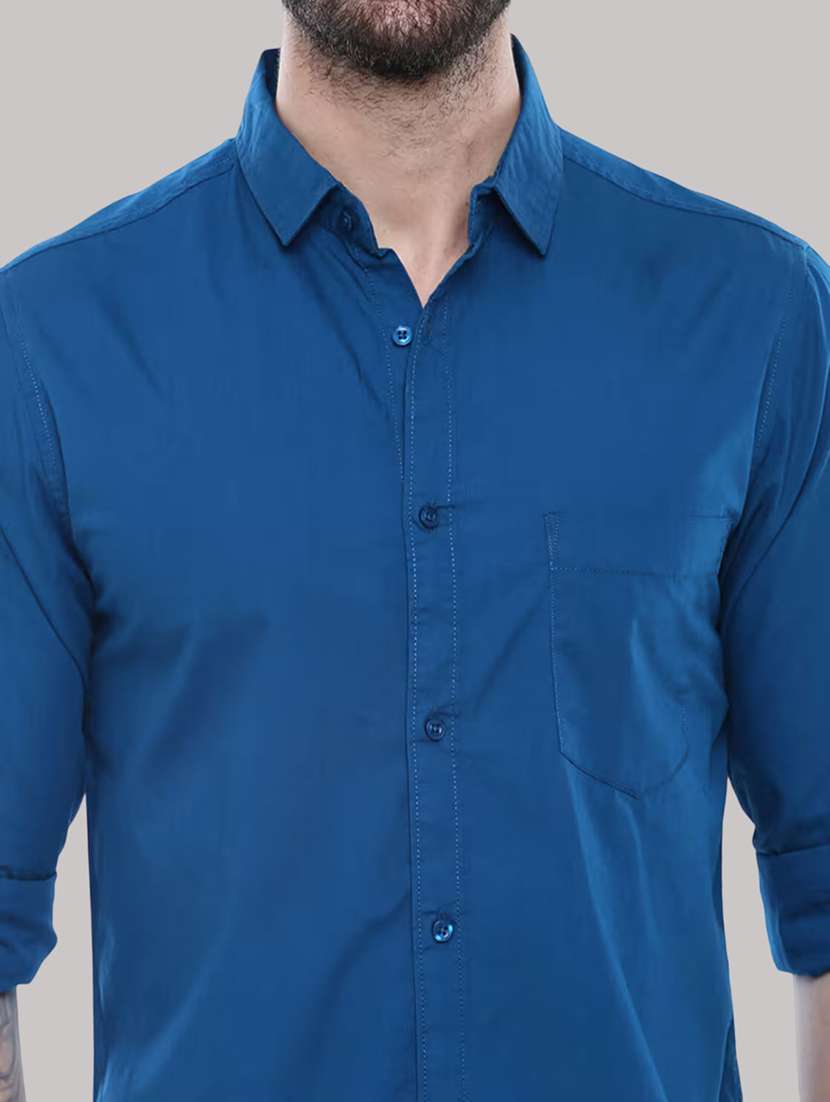 men solid long sleeve slim fit casual shirt - 21997970 - Standard Image - 4