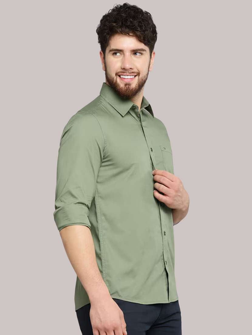 men solid long sleeve slim fit casual shirt - 21997971 - Standard Image - 1