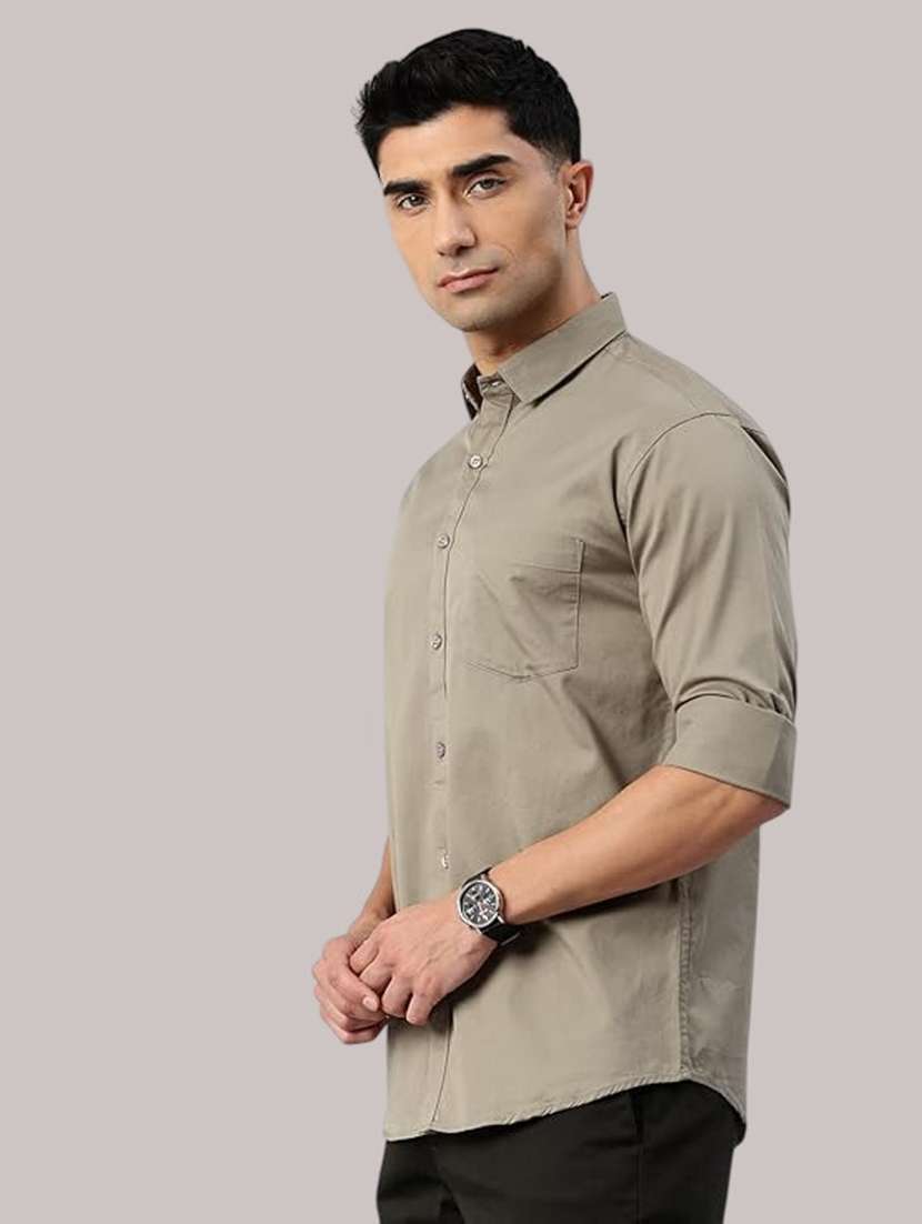 men solid long sleeve slim fit casual shirt - 21997972 - Standard Image - 1