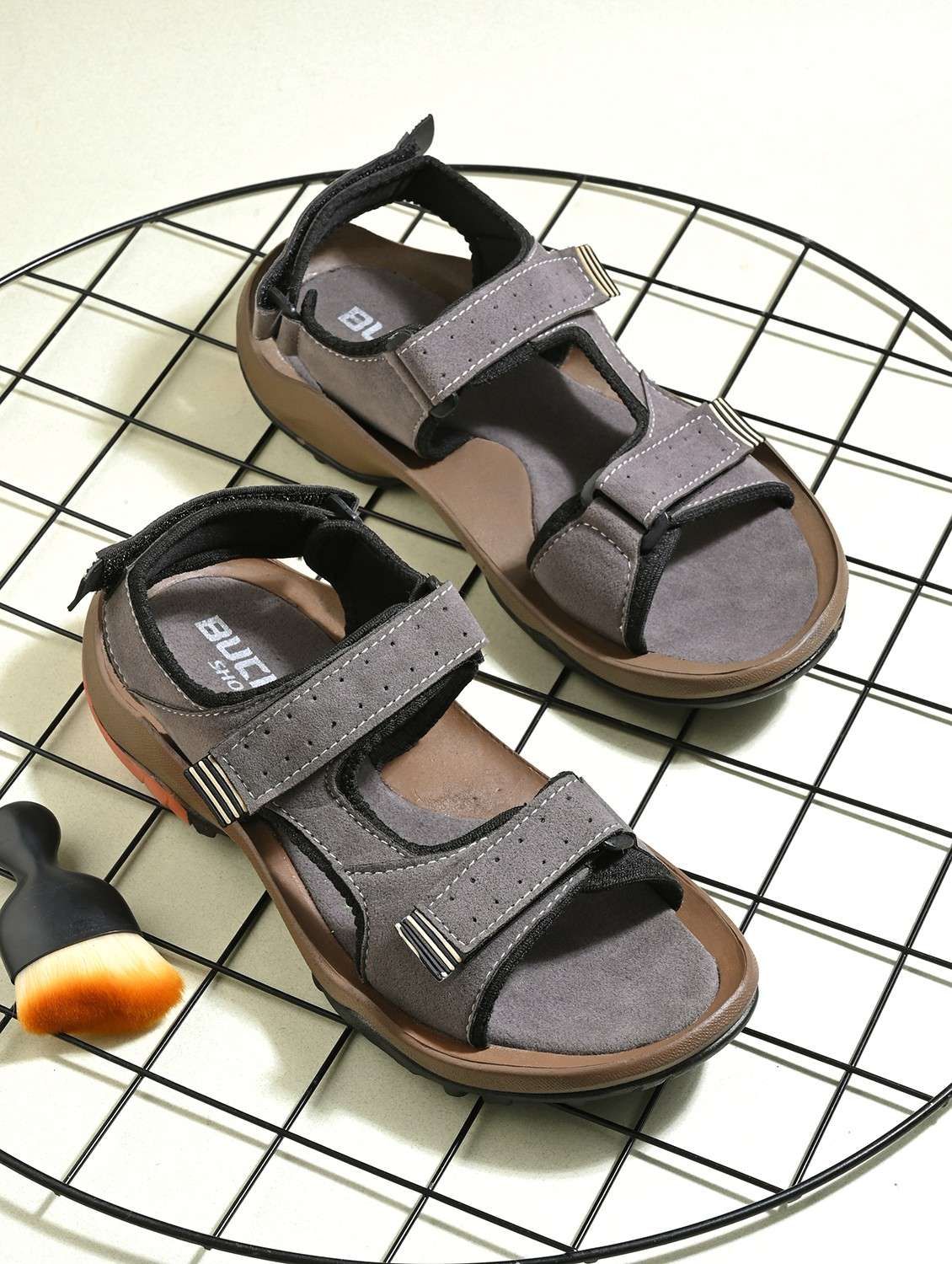 men grey back strap floater