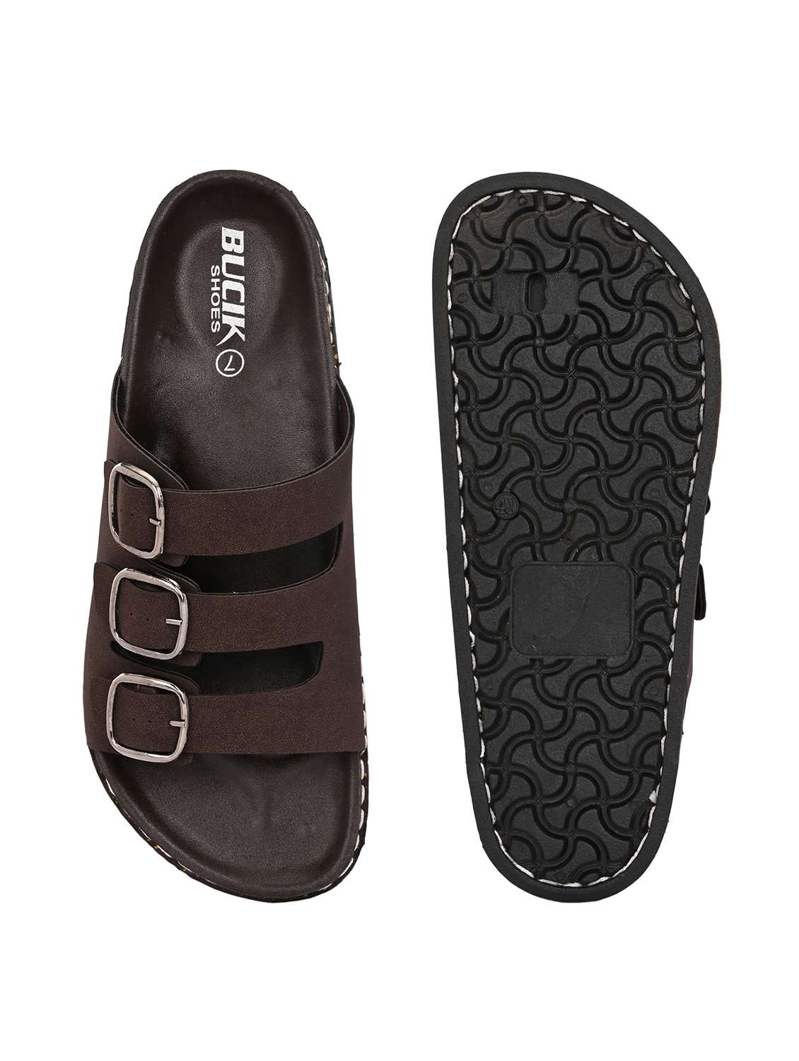 men brown slip on sandal - 21998020 -  Standard Image - 4