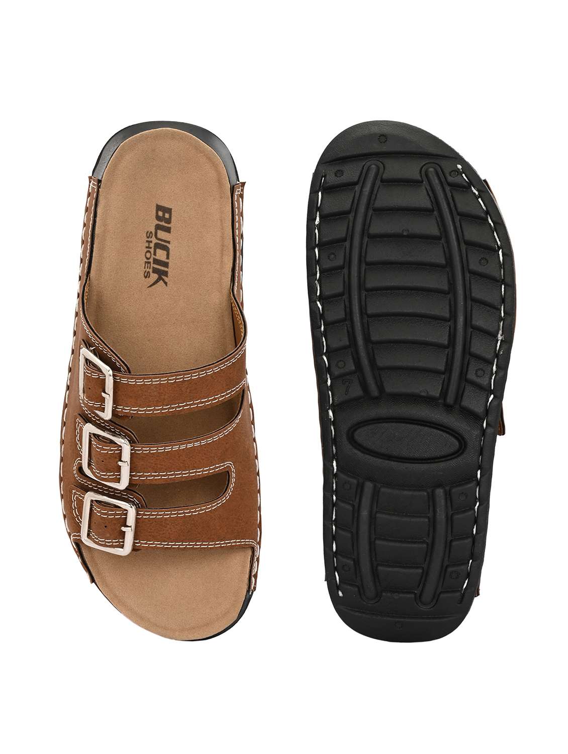 men tan slip on sandal - 21998021 -  Standard Image - 4