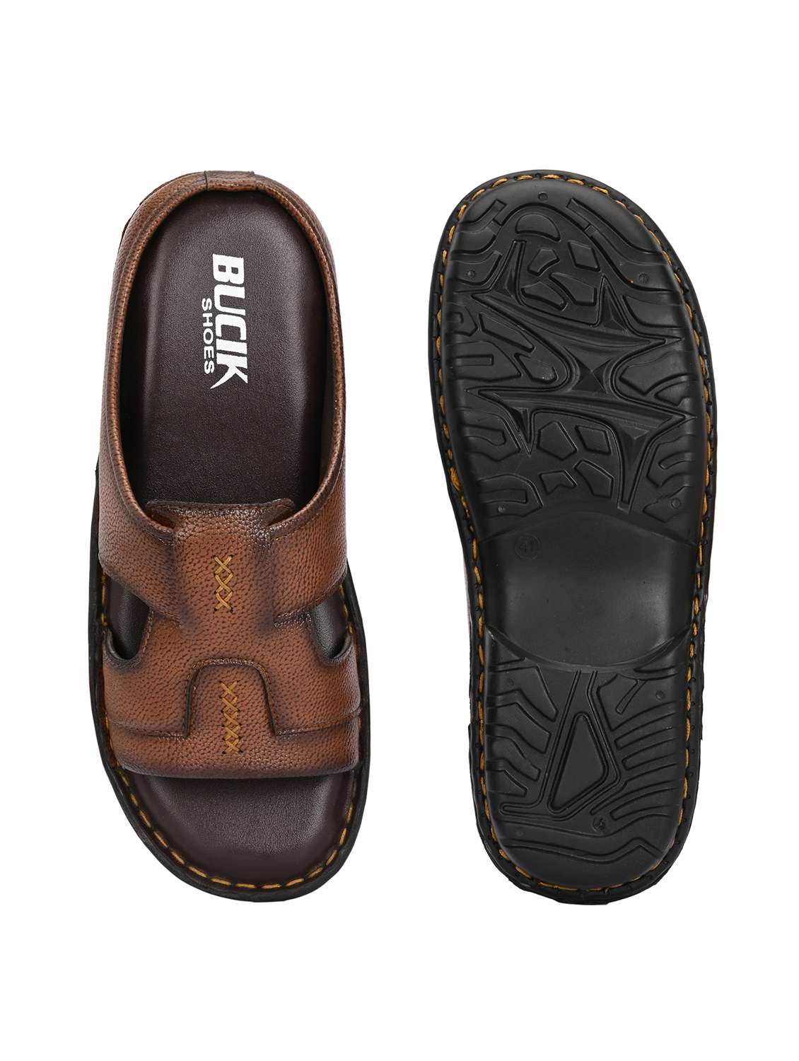 men brown slip on sandal - 21998024 -  Standard Image - 4