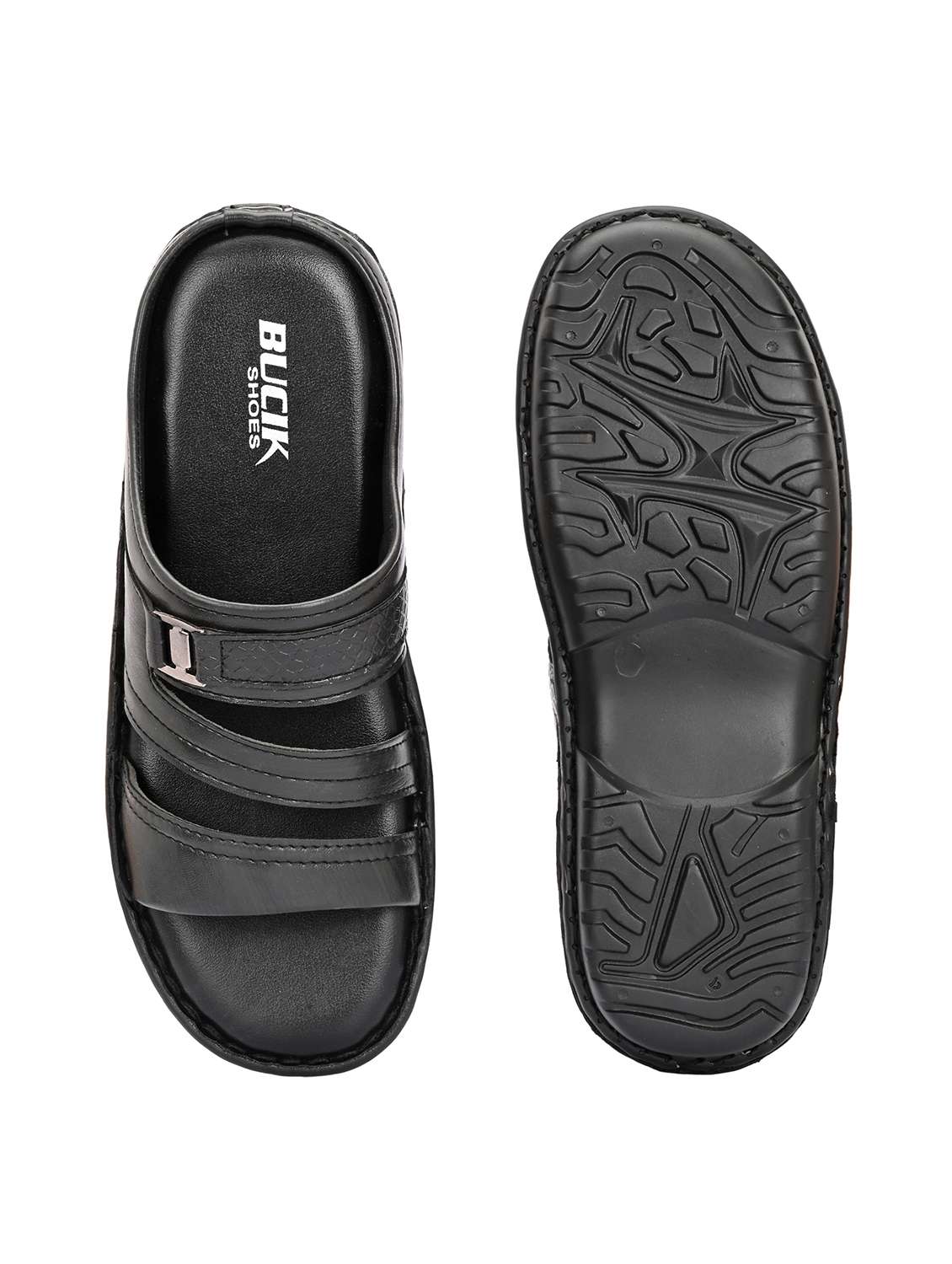 men black slip on sandal - 21998025 -  Standard Image - 4
