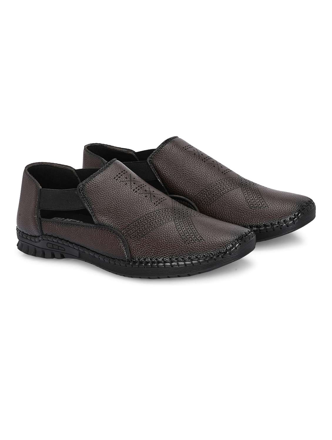 men brown slip on sandal - 21998044 -  Standard Image - 1
