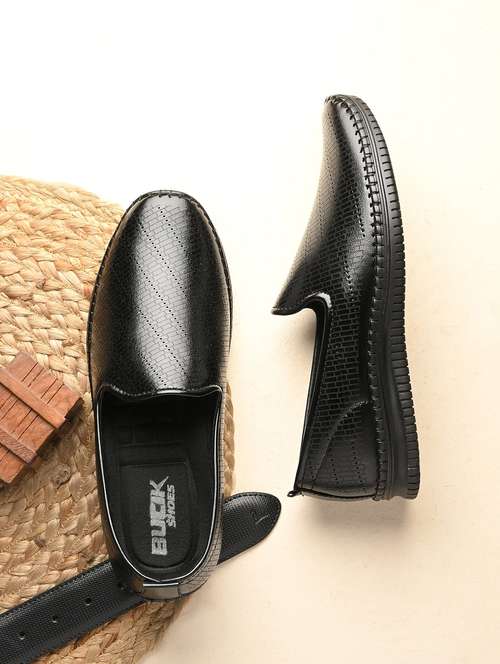 men black slip on casual shoes - 21998046 -  Standard Image - 0
