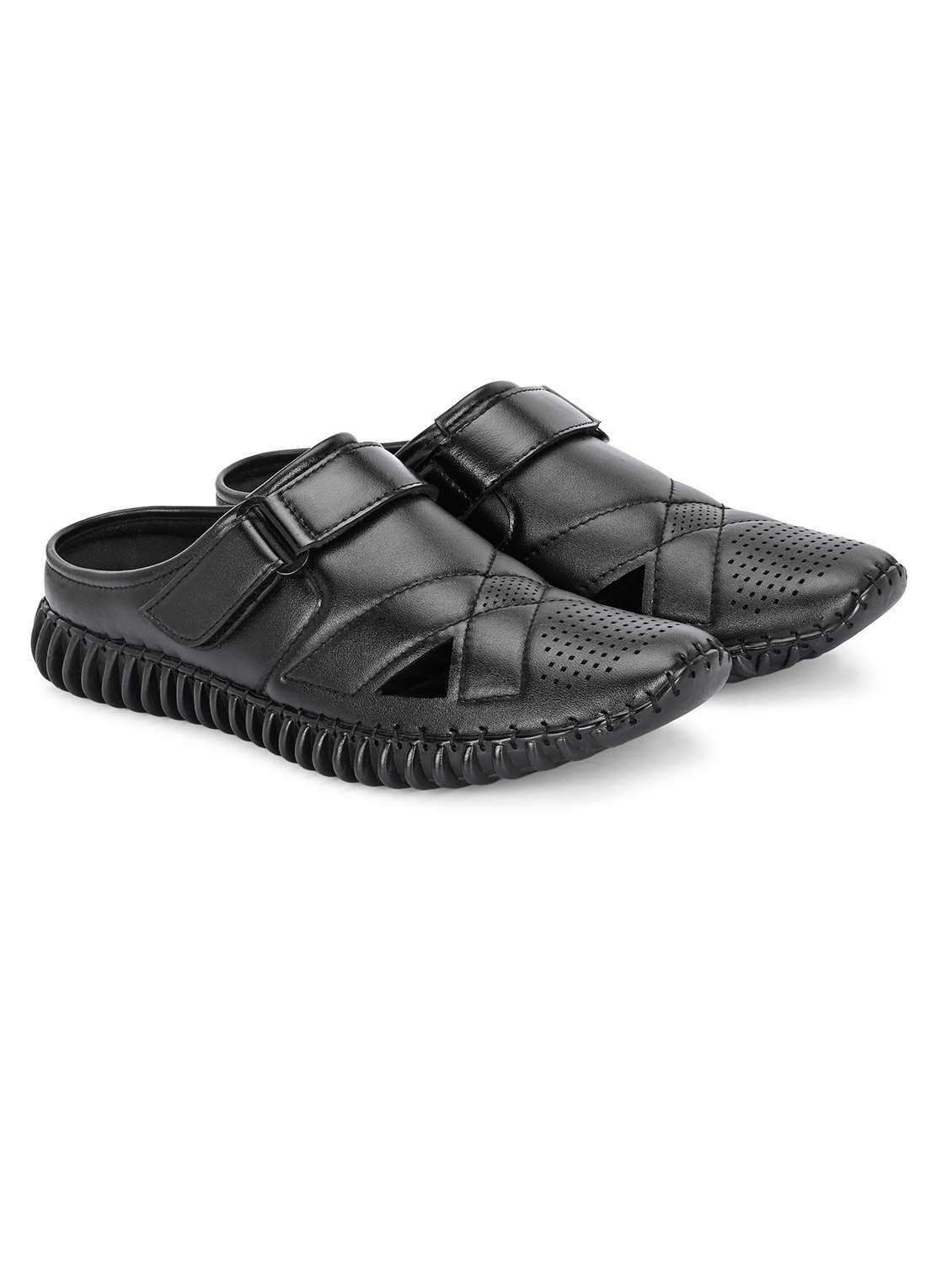 men black slip on sandal - 21998049 -  Standard Image - 1