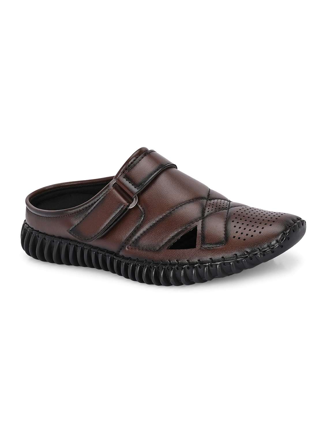 men brown slip on sandal - 21998050 -  Standard Image - 1