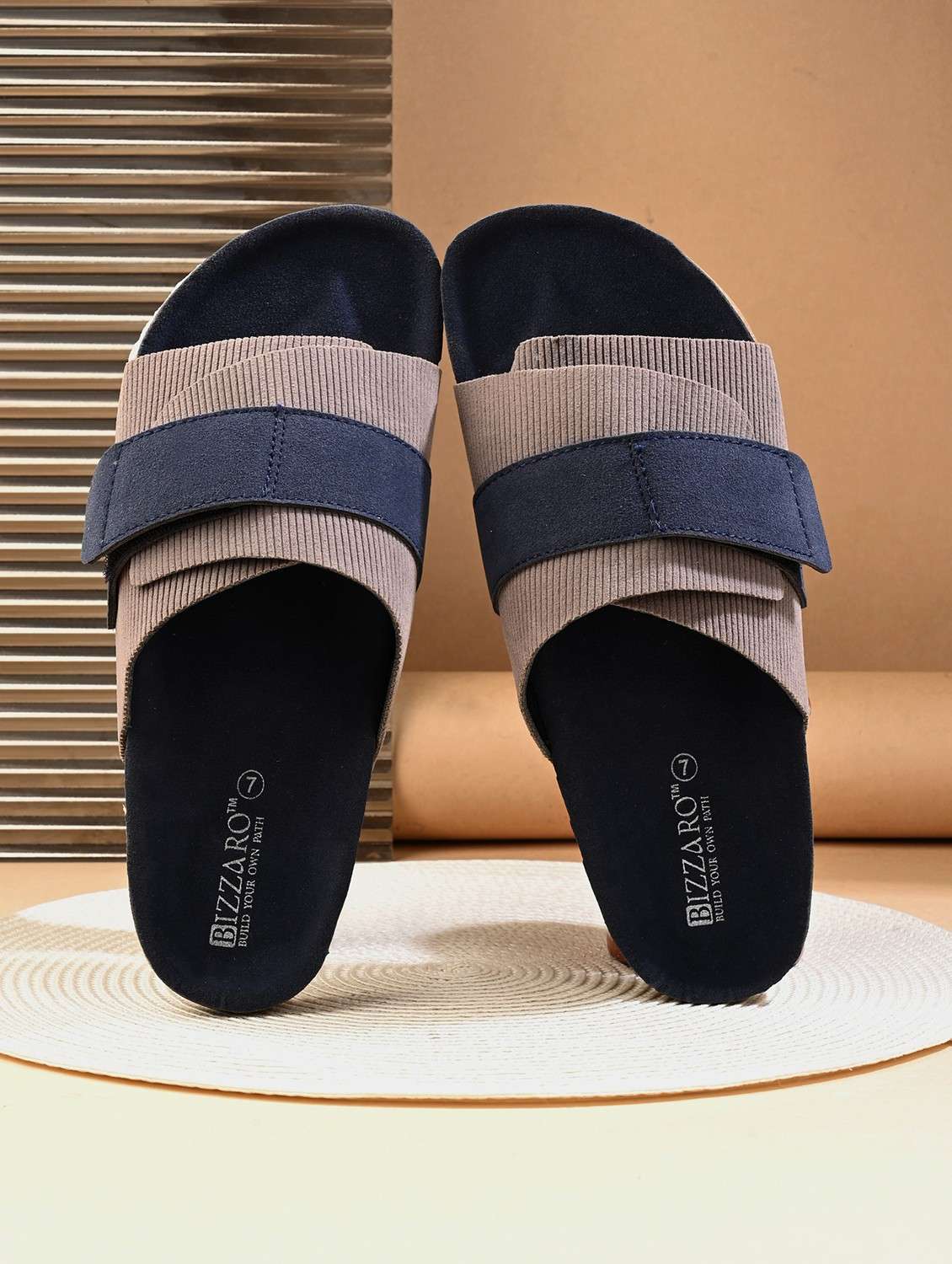 men grey slip on sandal