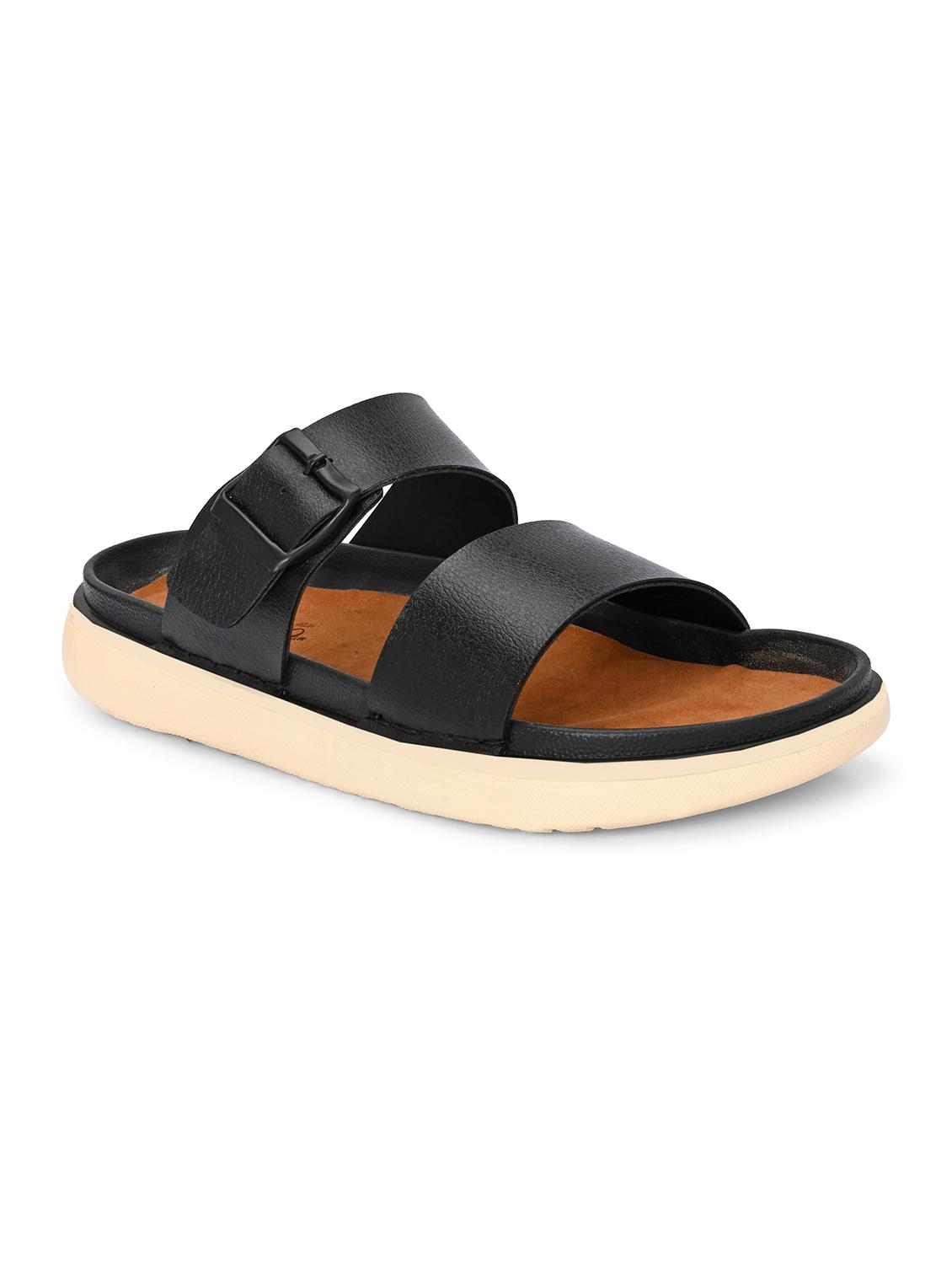 men black slip on sandal - 21998086 - Standard Image - 1