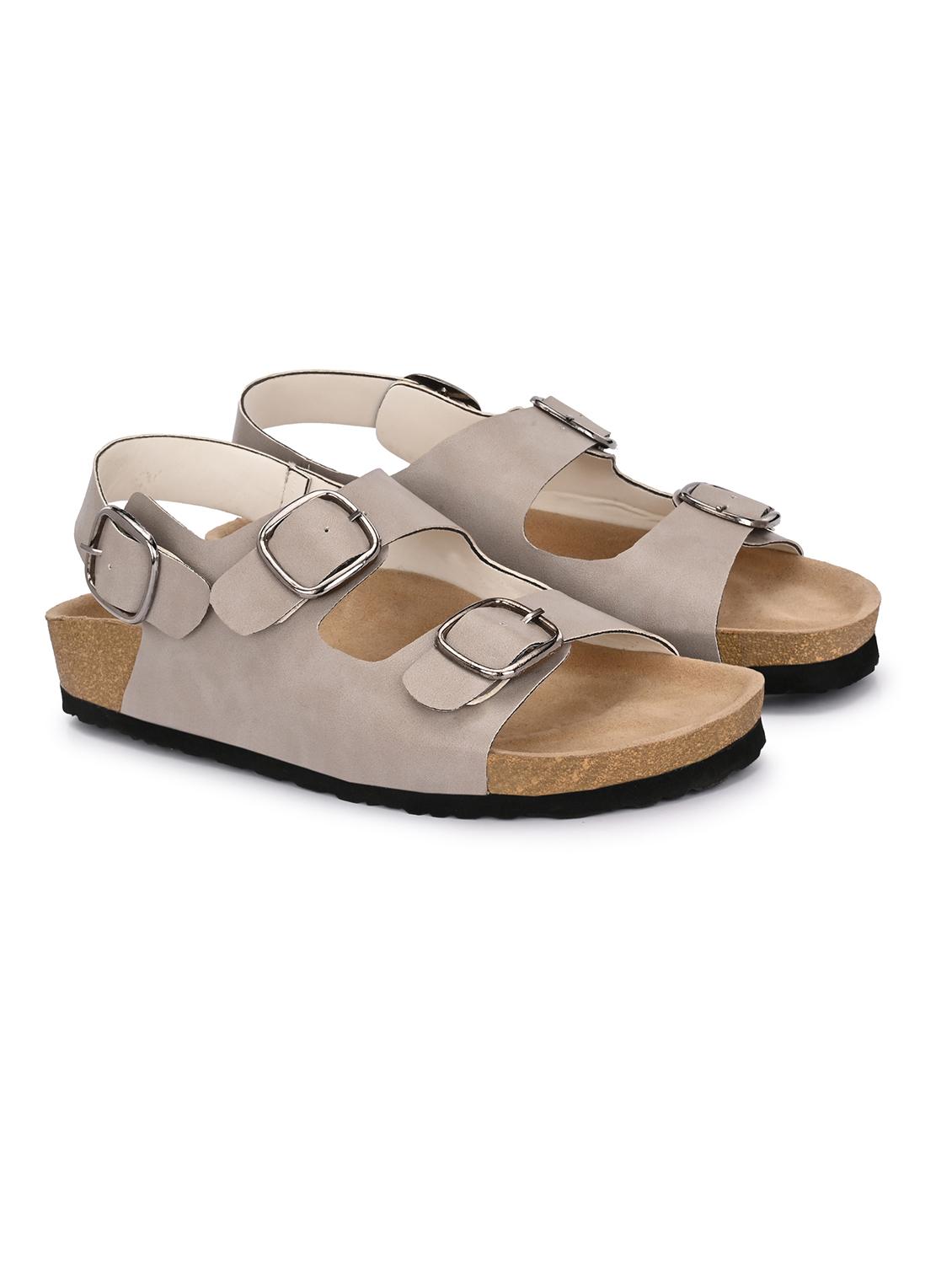 womne grey solid back strap sandal - 21998095 -  Standard Image - 1